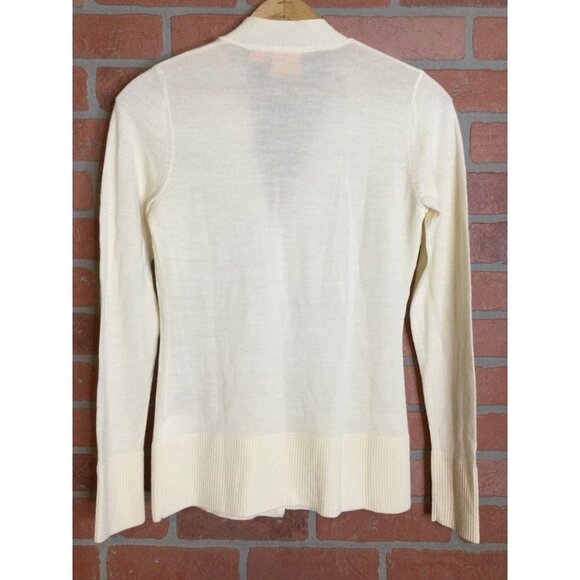 Tory Burch Button Front Cardigan Sweater Long Sleeves V Neck Beige XS - Picture 6 of 6